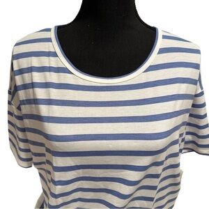 LulaRoe Irma Tunic Short Sleeve Thin Stripes Light Soft Blue White XXS-XS 00-0